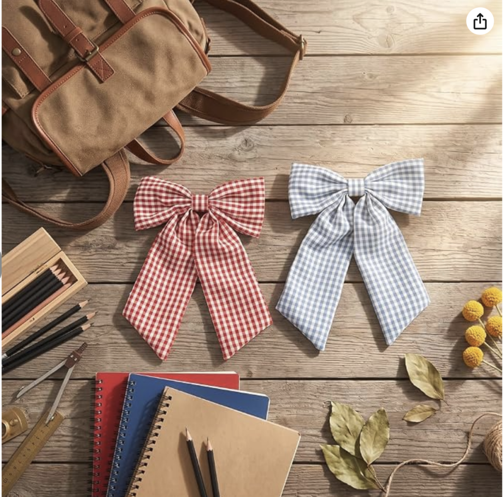Taffeta Gingham Hair Bow Clips